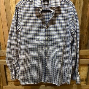 BOSS HUGO BOSS SHARP FIT LONG‎ SLEEVE CHECK BUTTON UP DRESS SHIRT 16.5 34/35